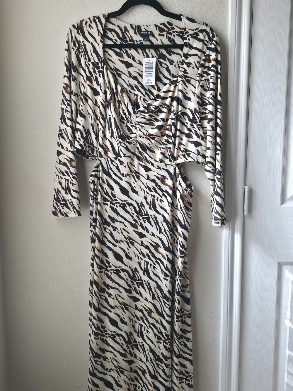 torrid Cream Animal-Print Jumpsuit with Black & Brown Accents